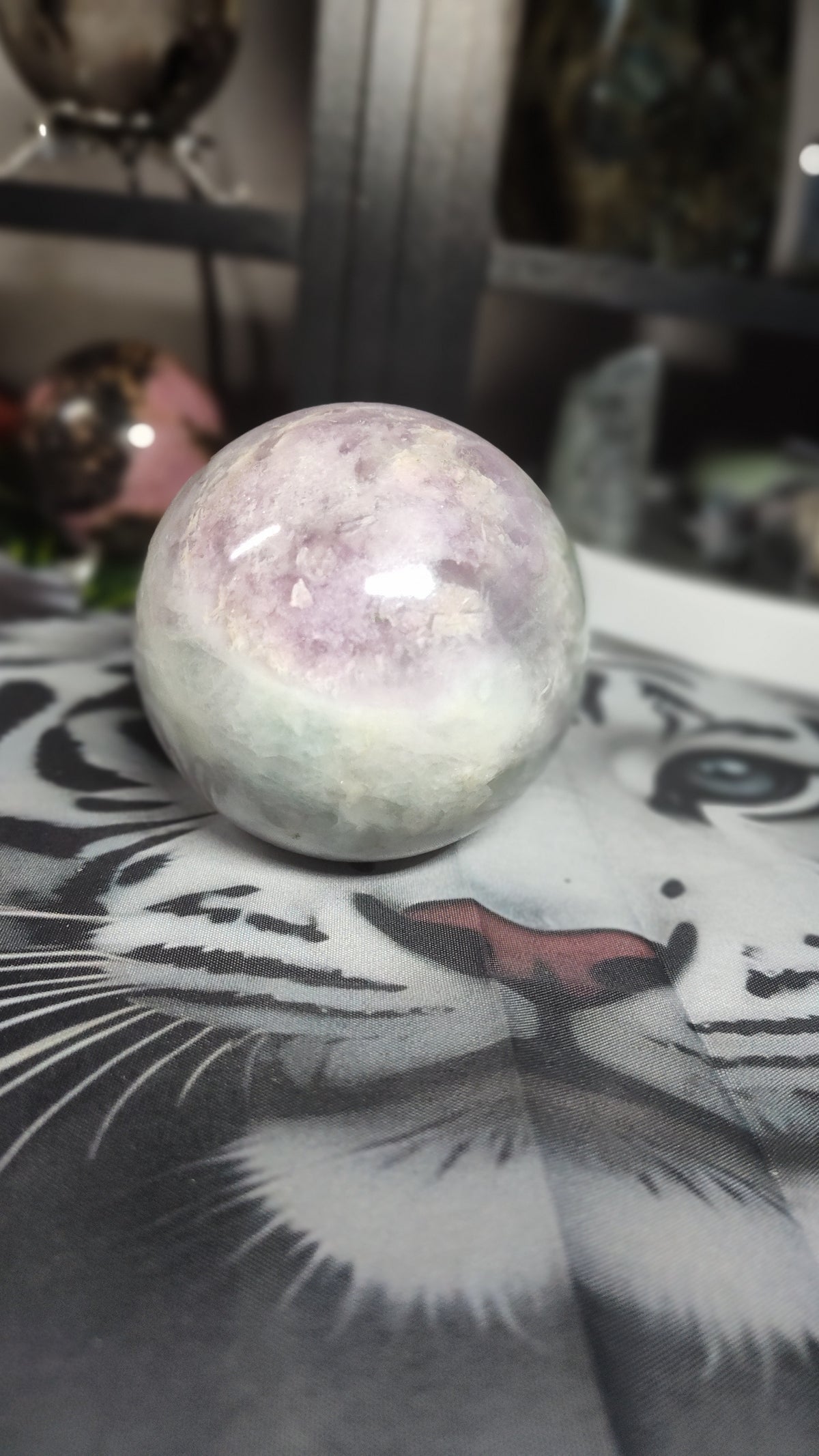 Feather Fluorite sphere