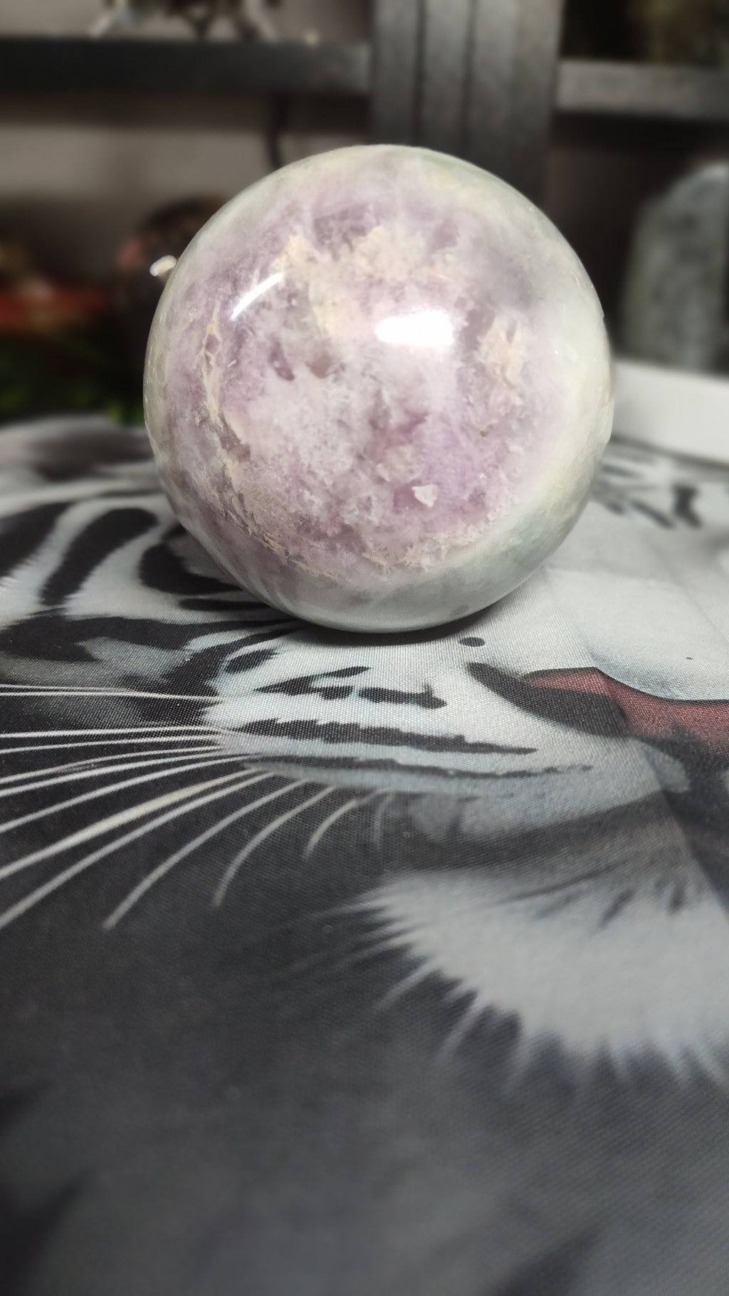 Feather Fluorite sphere
