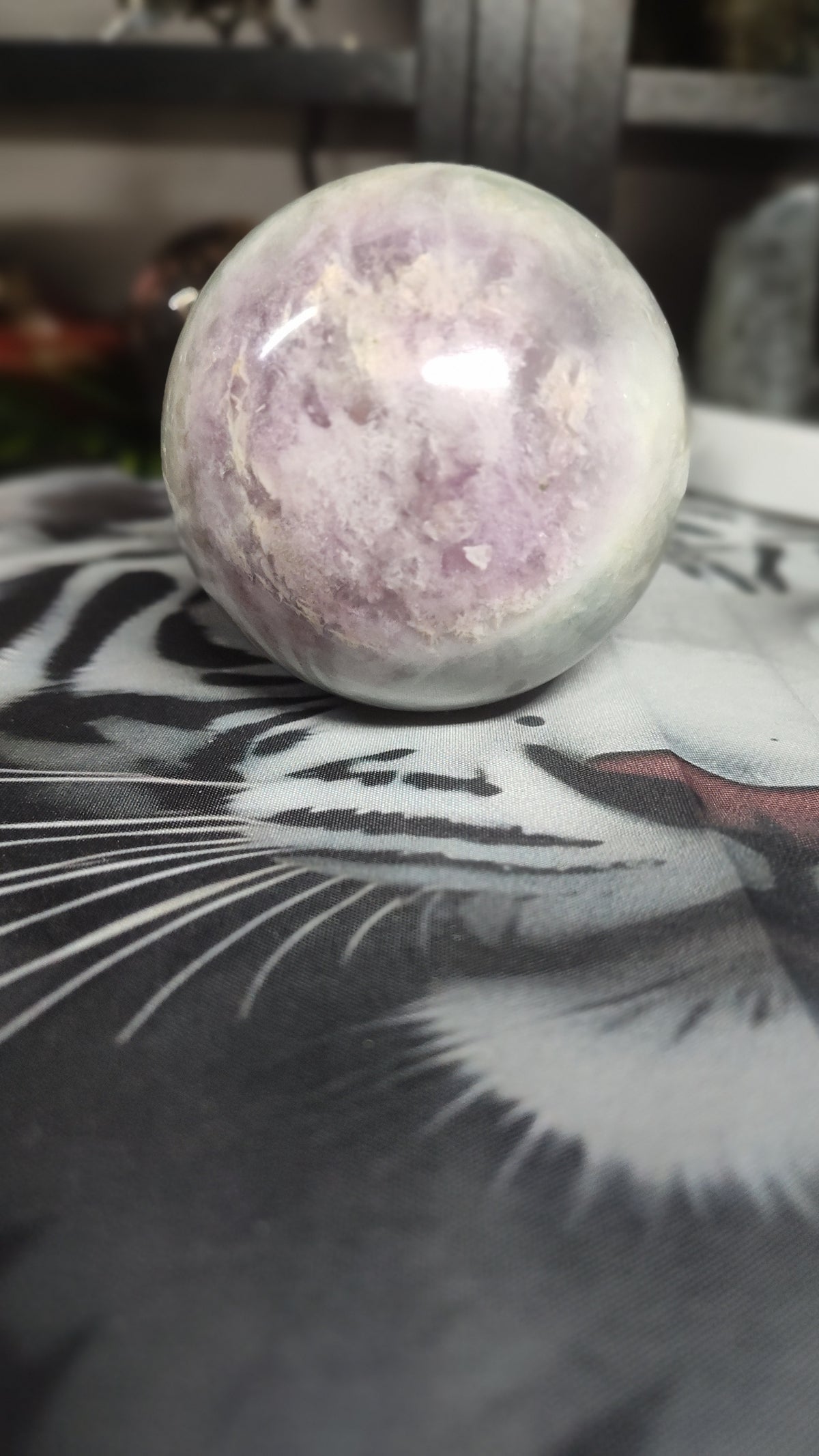 Feather Fluorite sphere